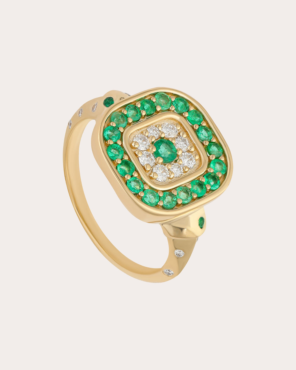 Emerald & Diamond 14k Gold Pillow Talk Ring