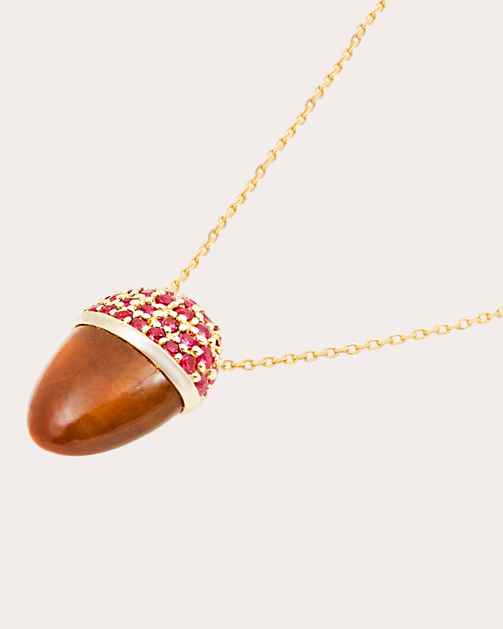 Ruby & Tiger's Eye Found Cap Pendant Necklace