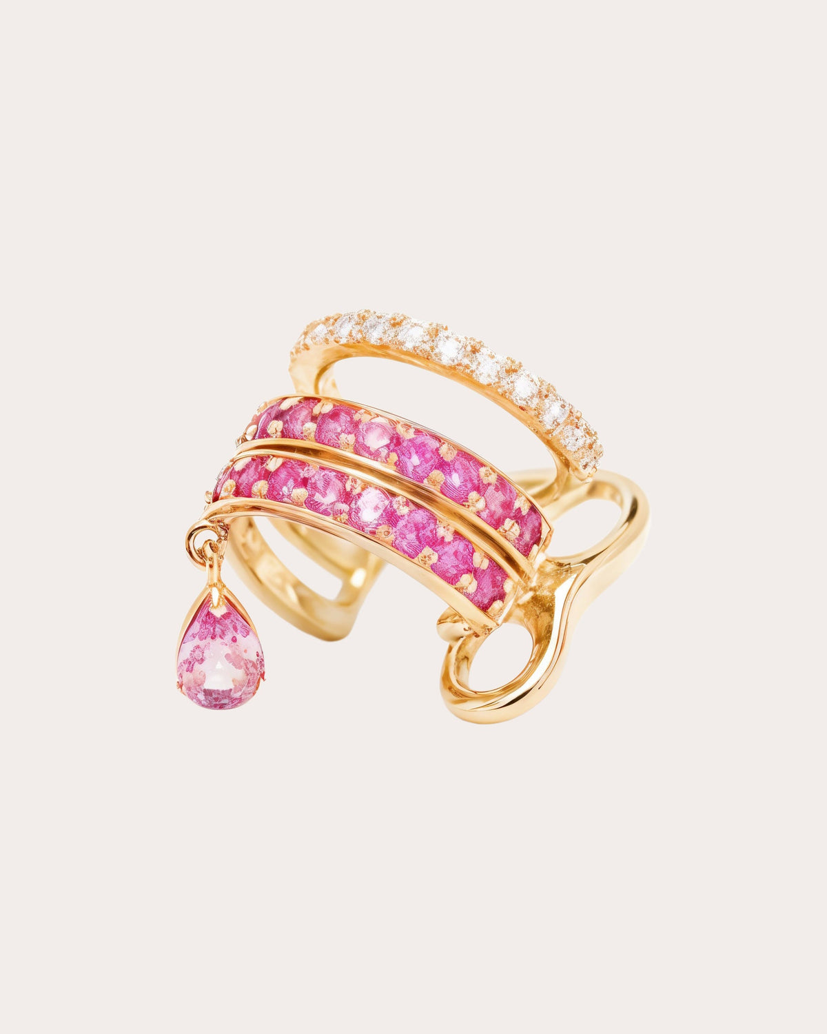 Pink Sapphire & Diamond Ear Cuff