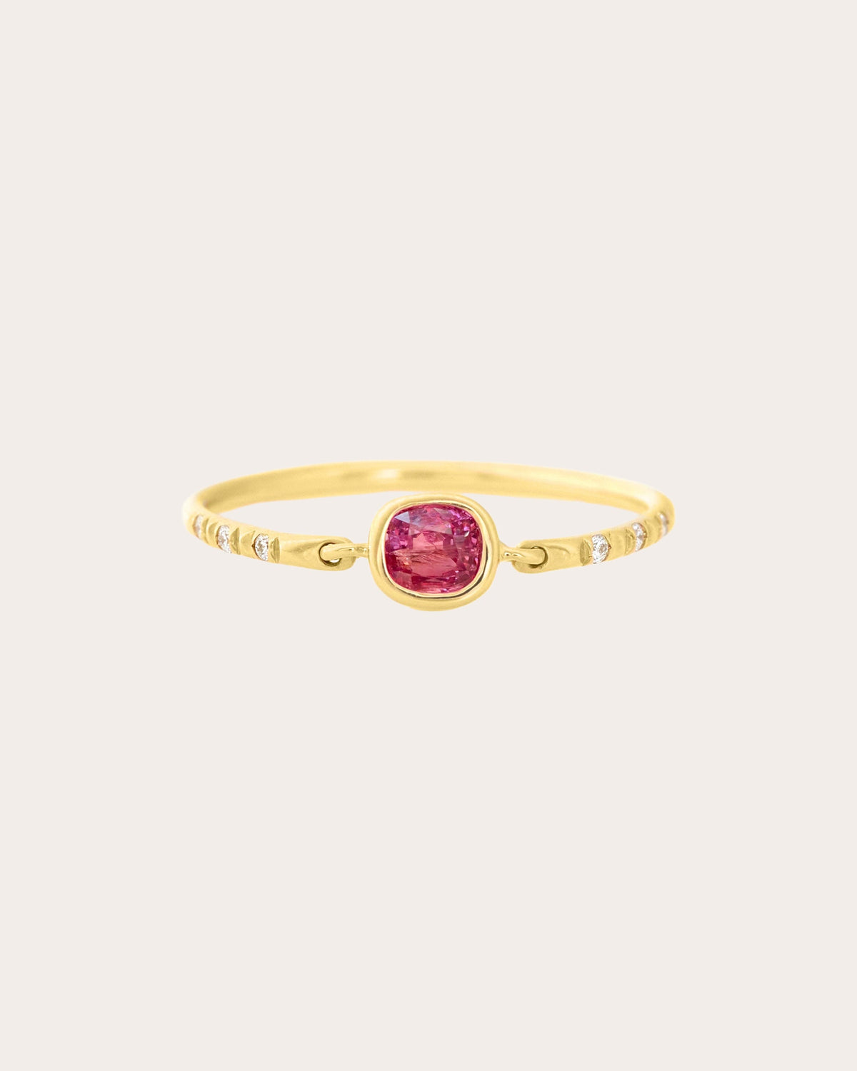 Diamond & Raspberry Spinel Petite Circle Ring
