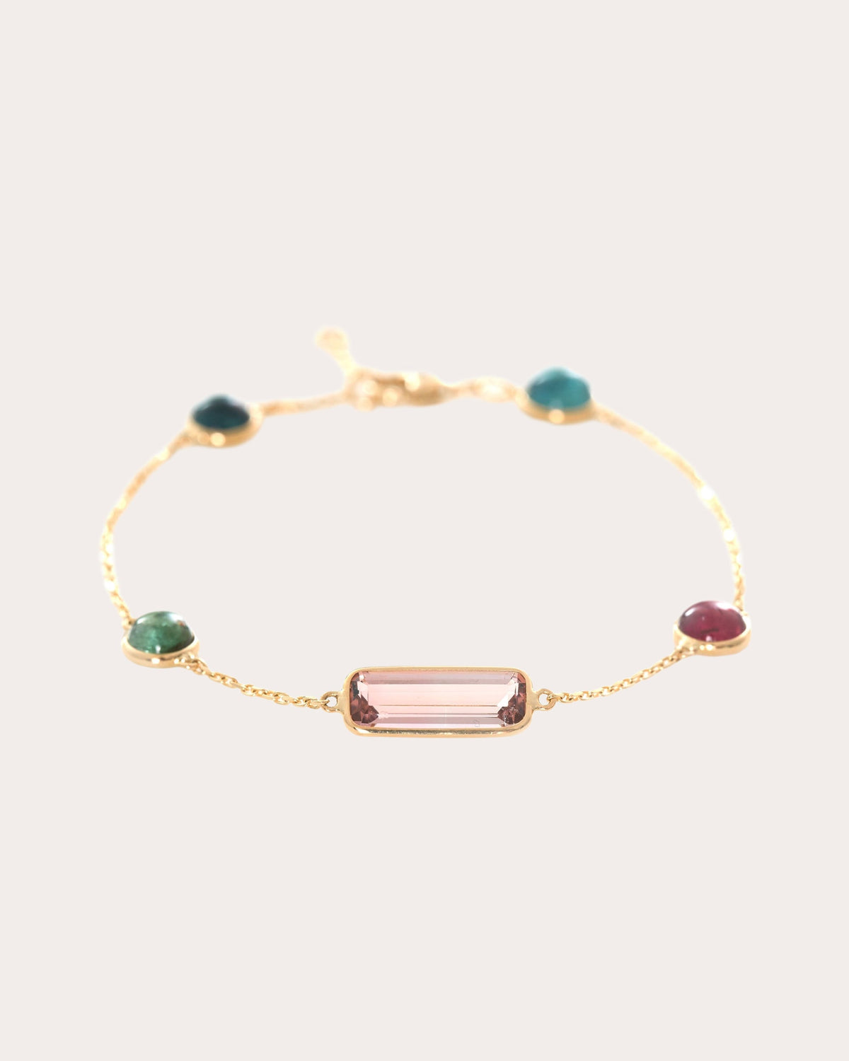 Pink Tourmaline & 18k Gold Candy Bracelet