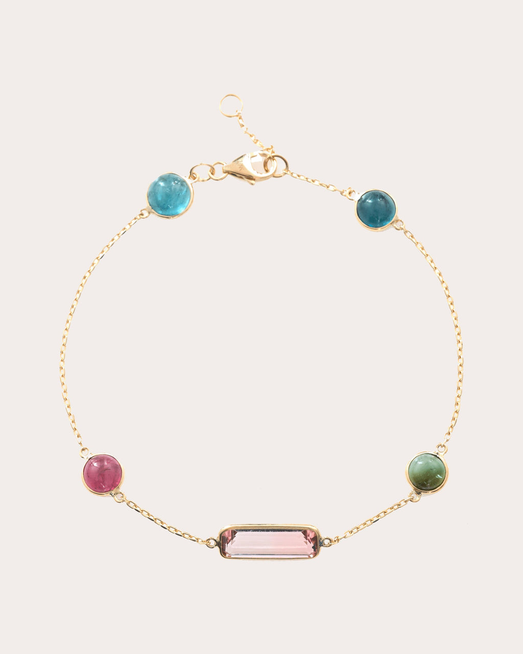 Pink Tourmaline & 18k Gold Candy Bracelet
