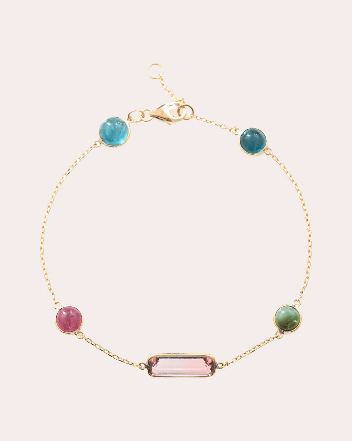 Pink Tourmaline & 18k Gold Candy Bracelet