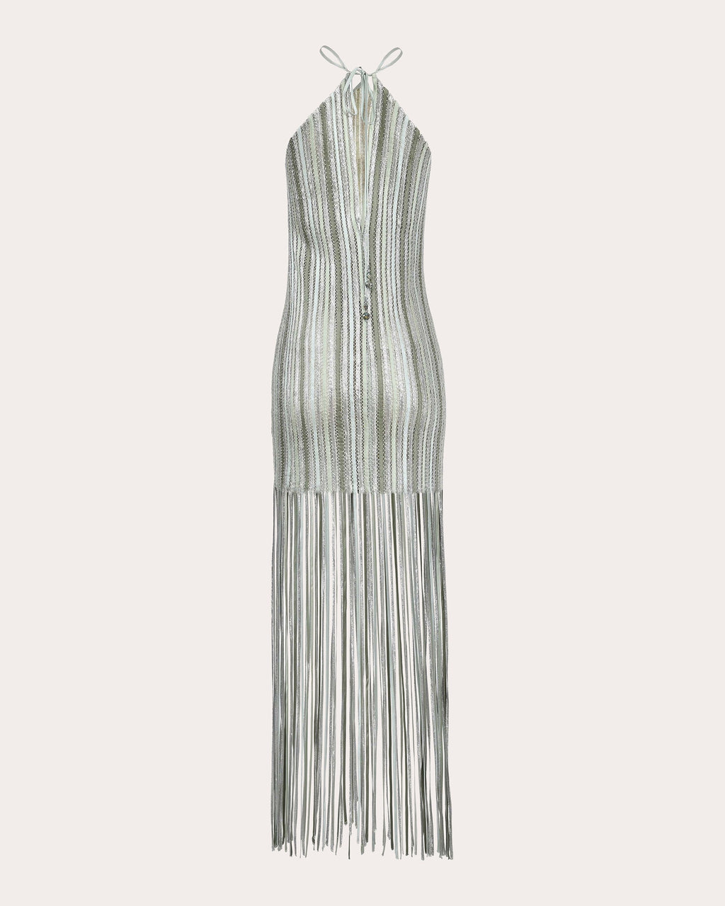 Plata Fringed Metallic Silk-Knit Midi Dress