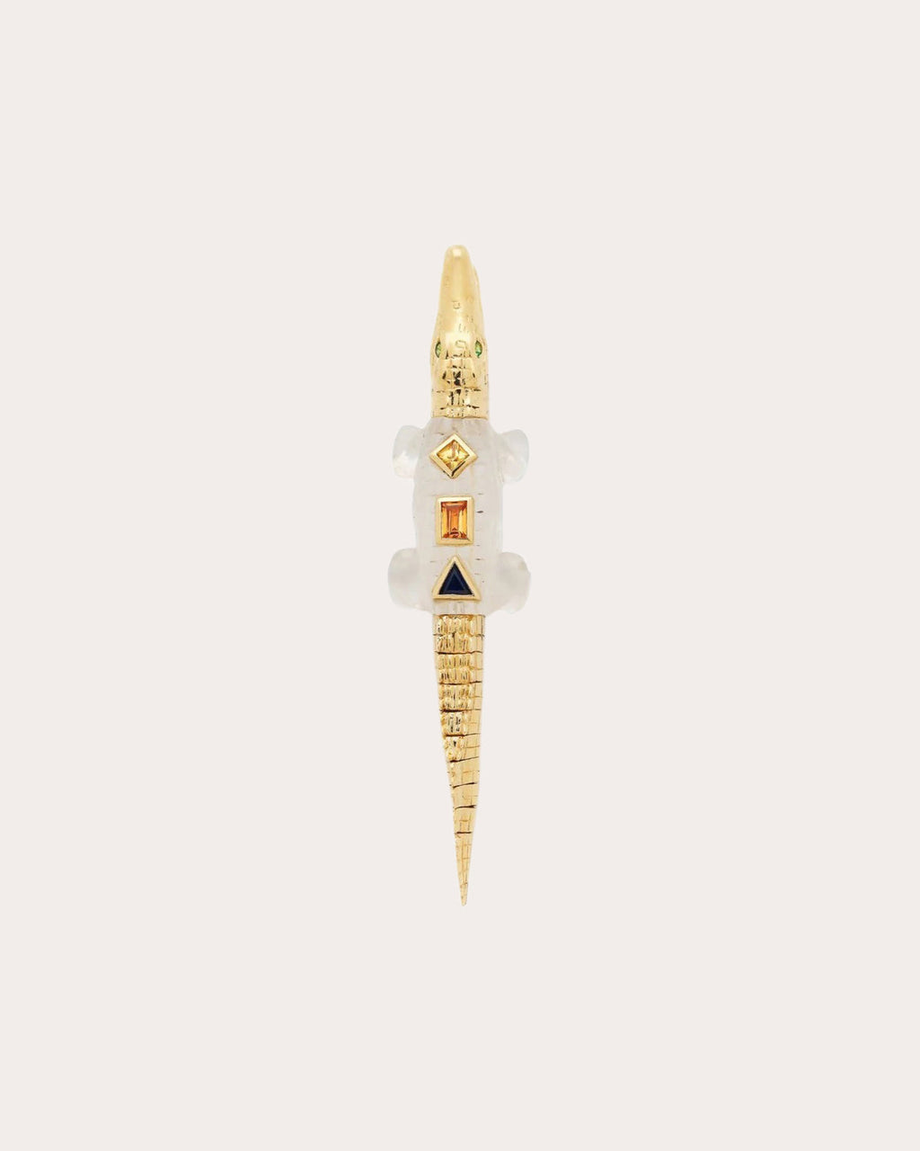 Quartz & Sapphire Alligator Pop Art Bite Earring