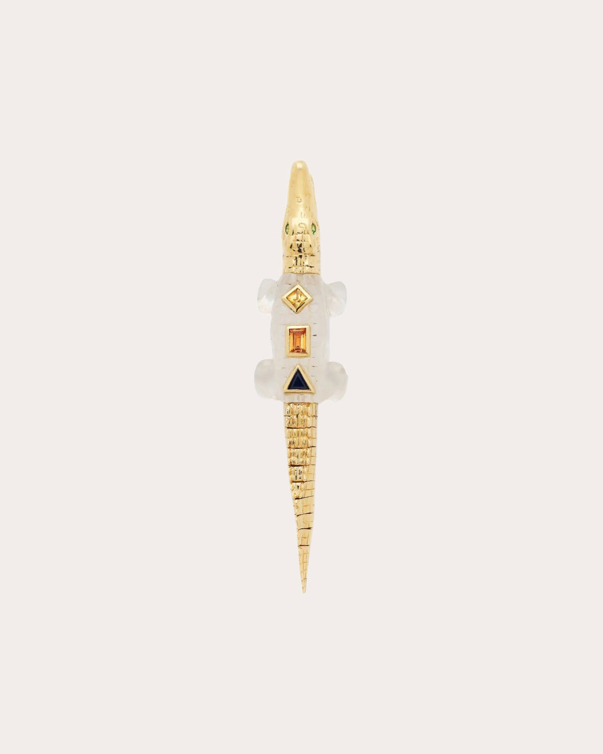 Quartz & Sapphire Alligator Pop Art Bite Earring