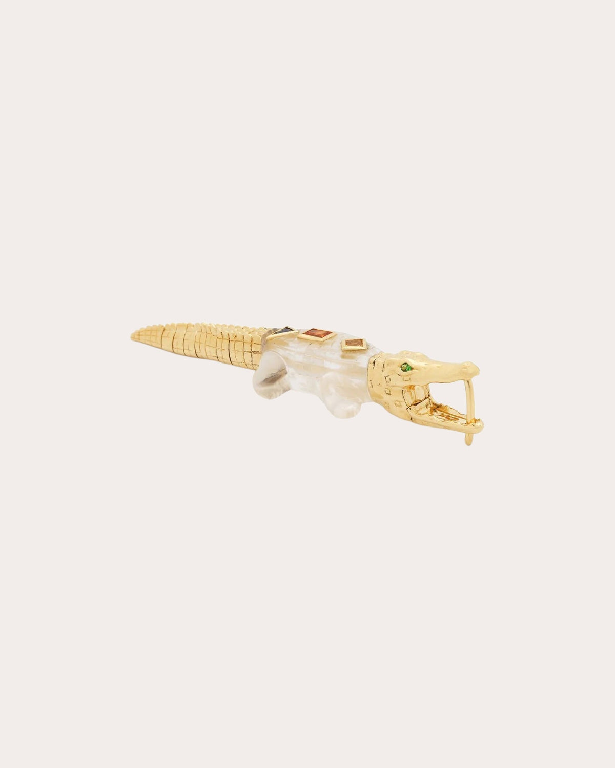 Quartz & Sapphire Alligator Pop Art Bite Earring