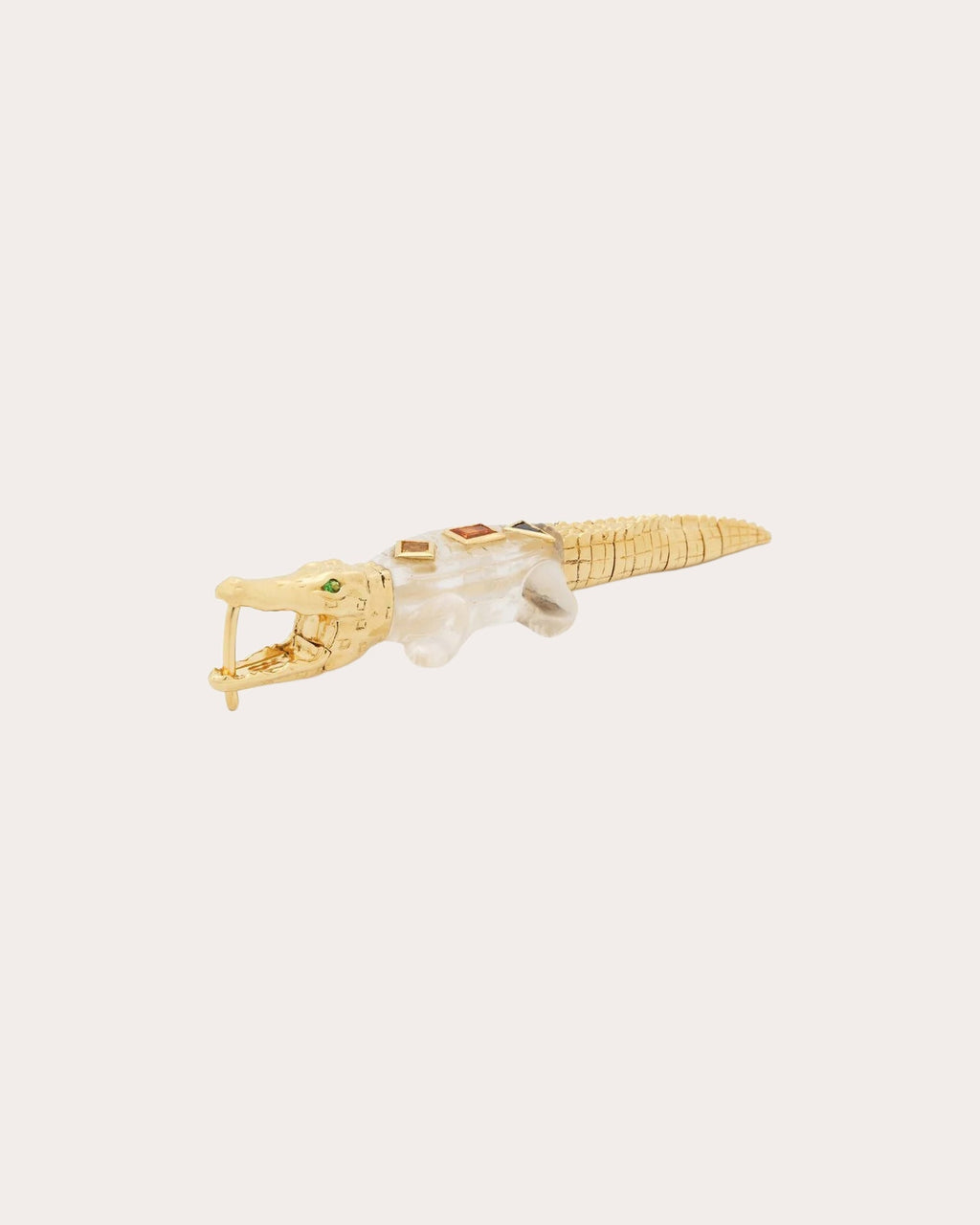 Quartz & Sapphire Alligator Pop Art Bite Earring