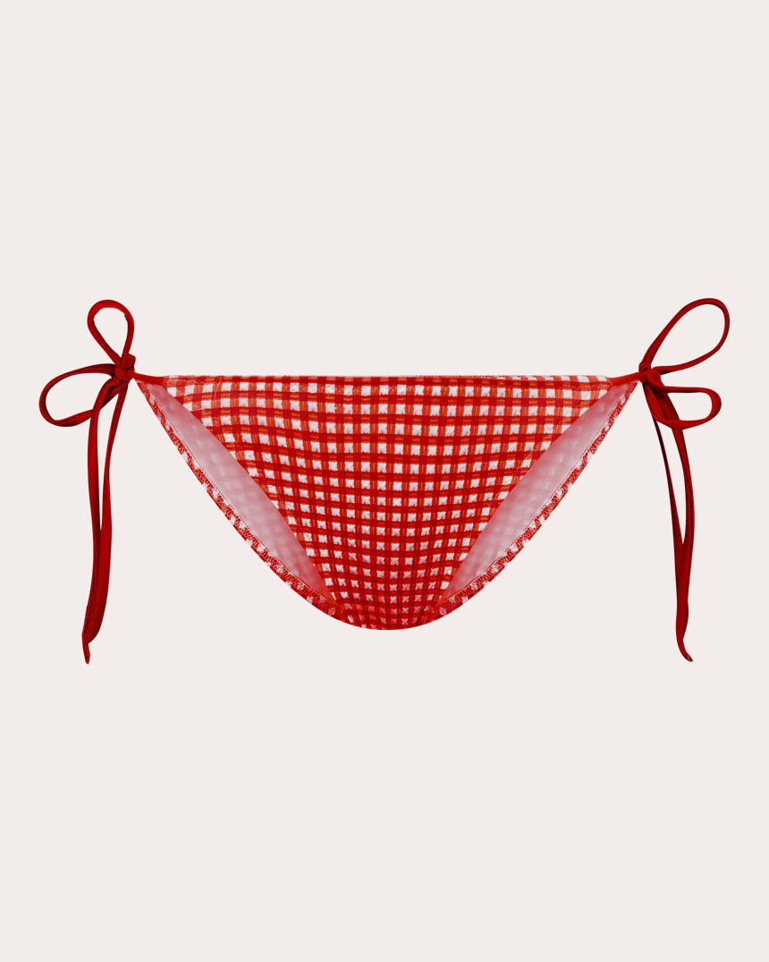 Poppy Gingham String Bikini Bottoms