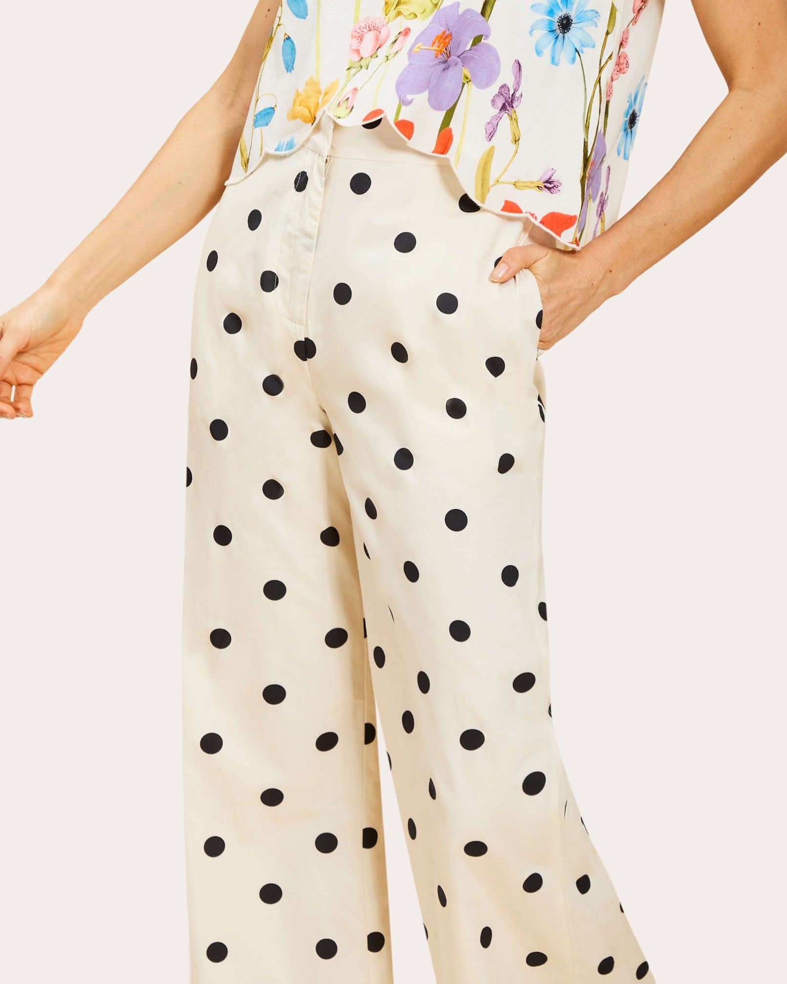 Taylor Polka Dot Poplin Flared Pants