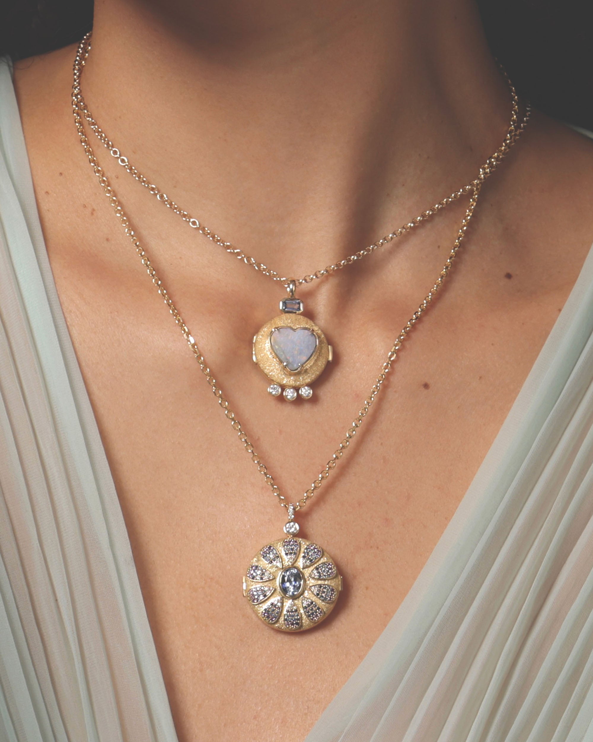 Sapphire & Diamond Prisma Locket Necklace