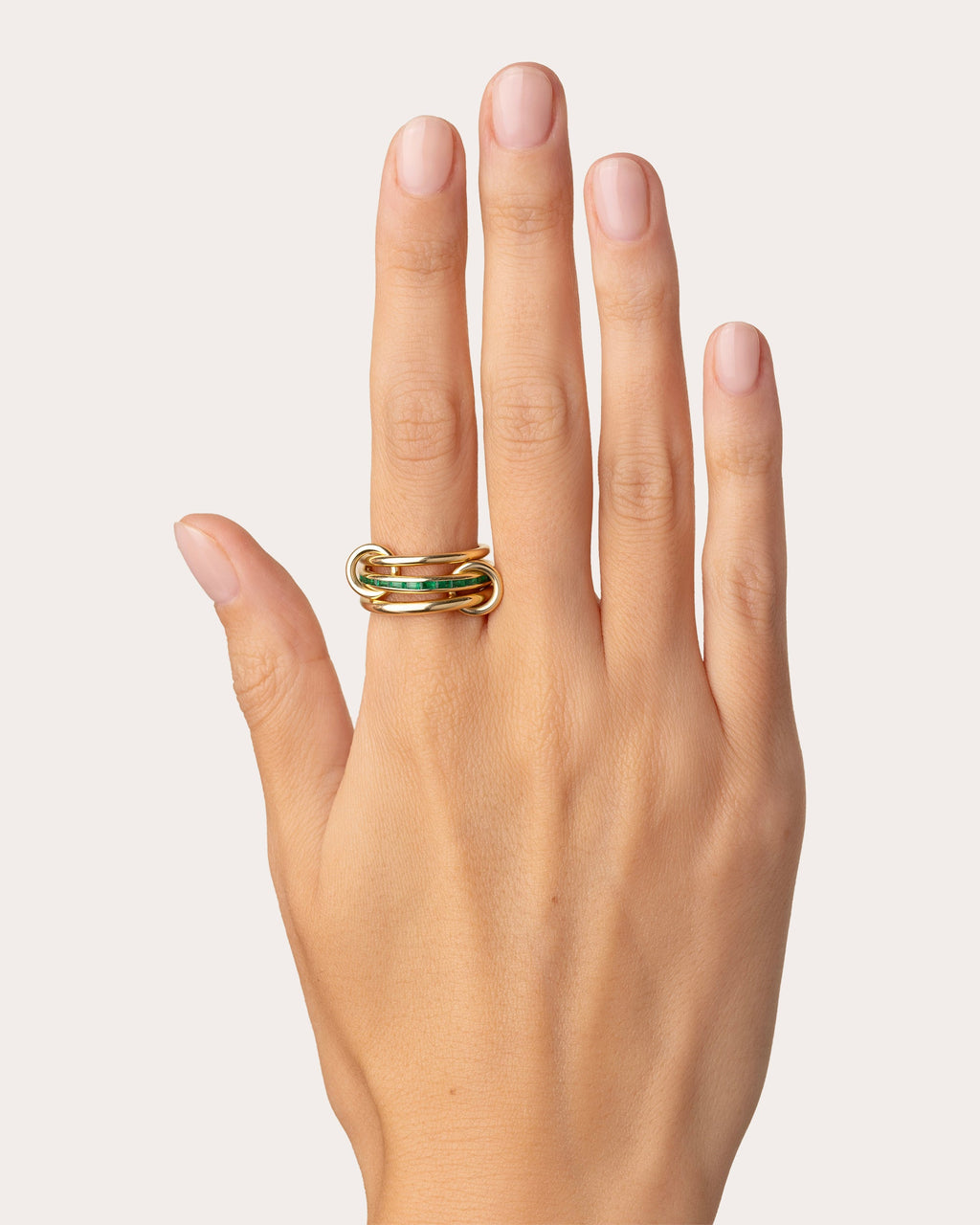 Emerald & 18k Gold Pyrus Ring
