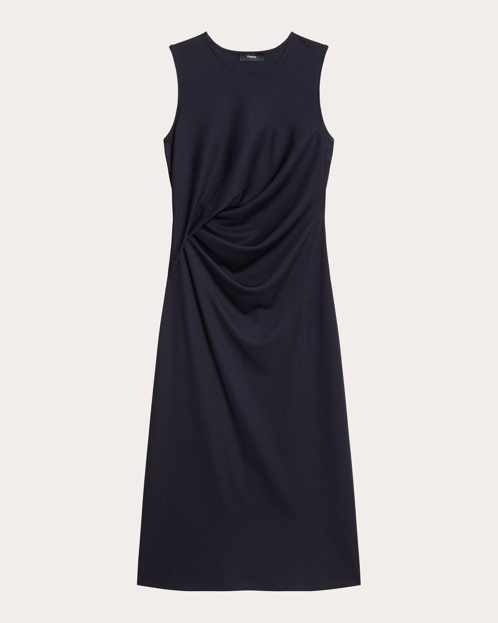 Draped Tuck Sleeveless Midi Dress