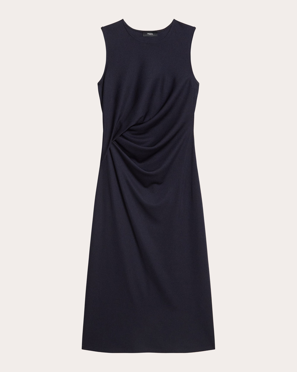 Draped Tuck Sleeveless Midi Dress