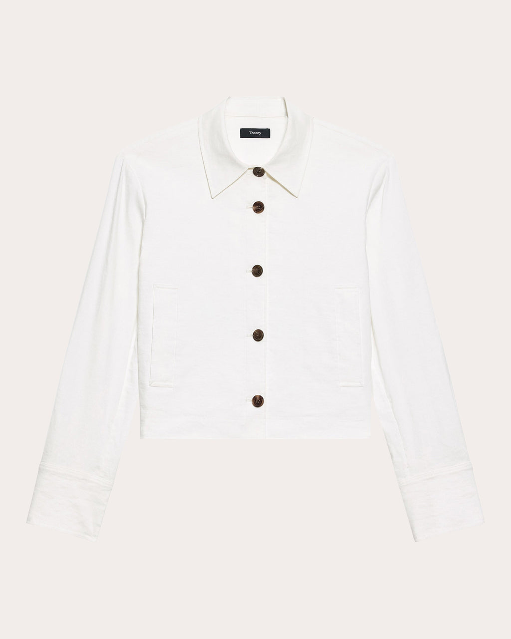 Linen-Blend Cropped Shirt Jacket