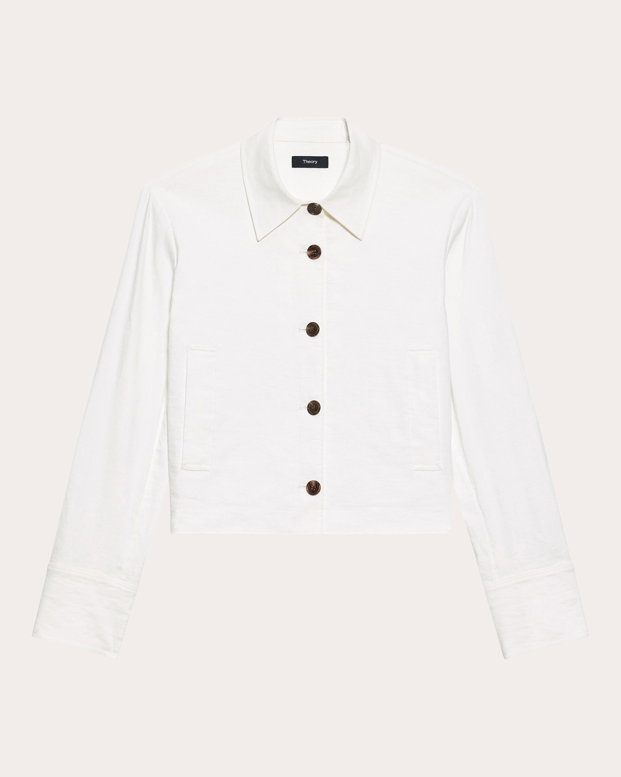 Linen-Blend Cropped Shirt Jacket