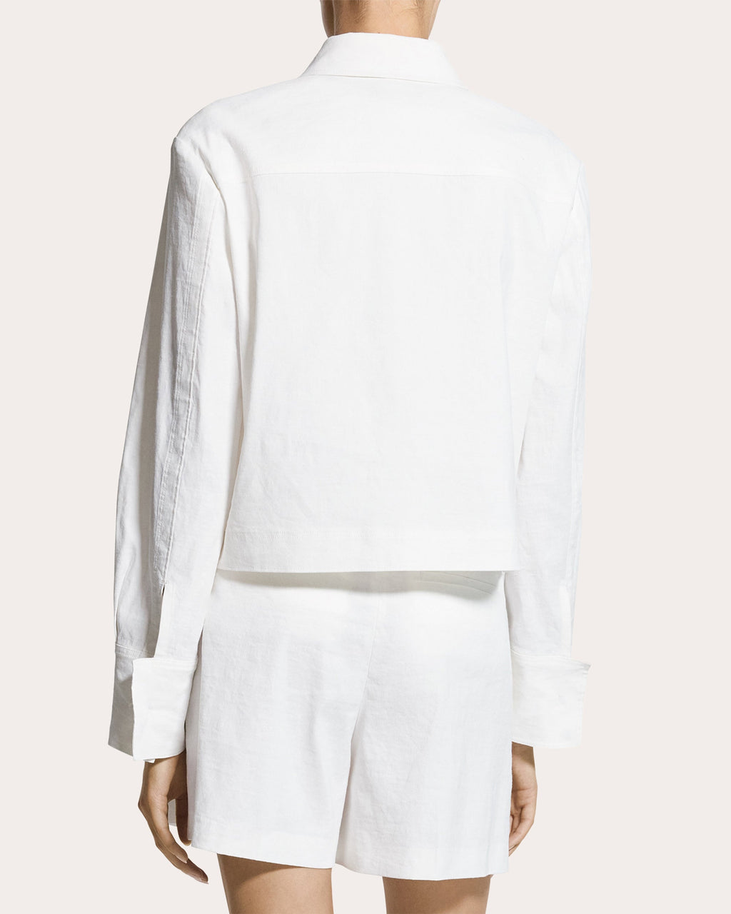Linen-Blend Cropped Shirt Jacket