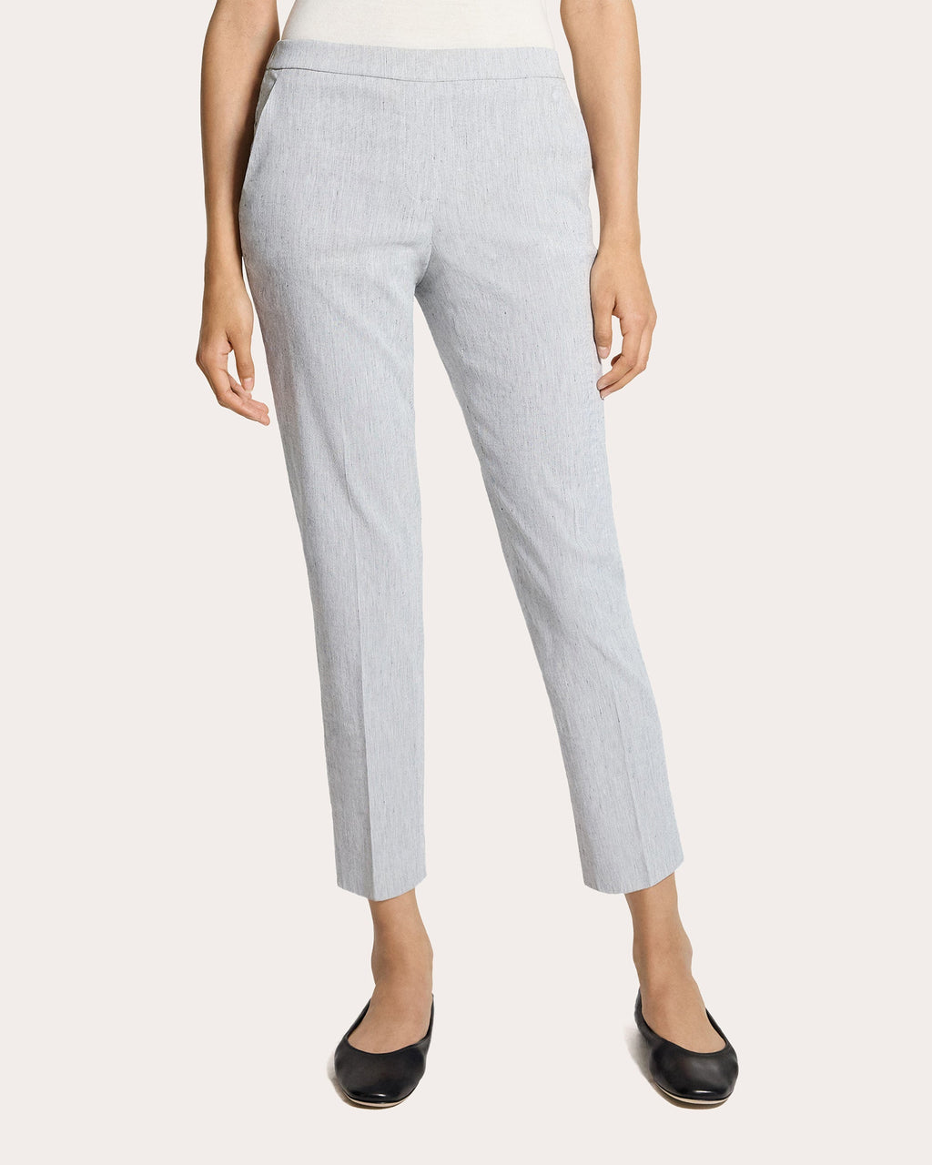 Treeca Textured Linen Cropped Pull-On Pants