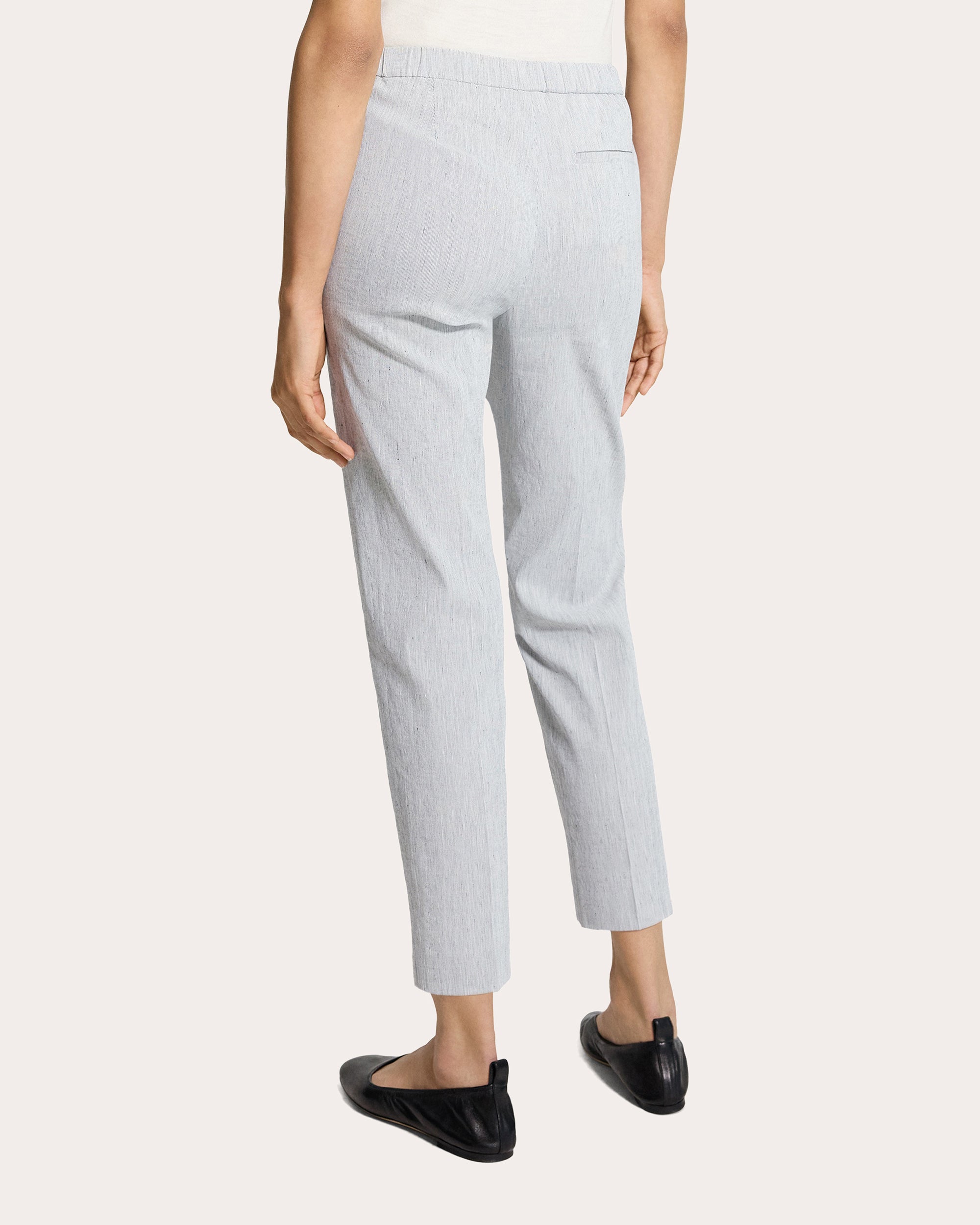 Treeca Textured Linen Cropped Pull-On Pants