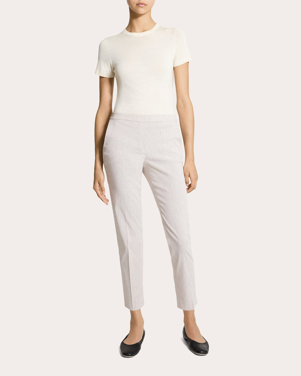 Treeca Textured Linen Cropped Pull-On Pants