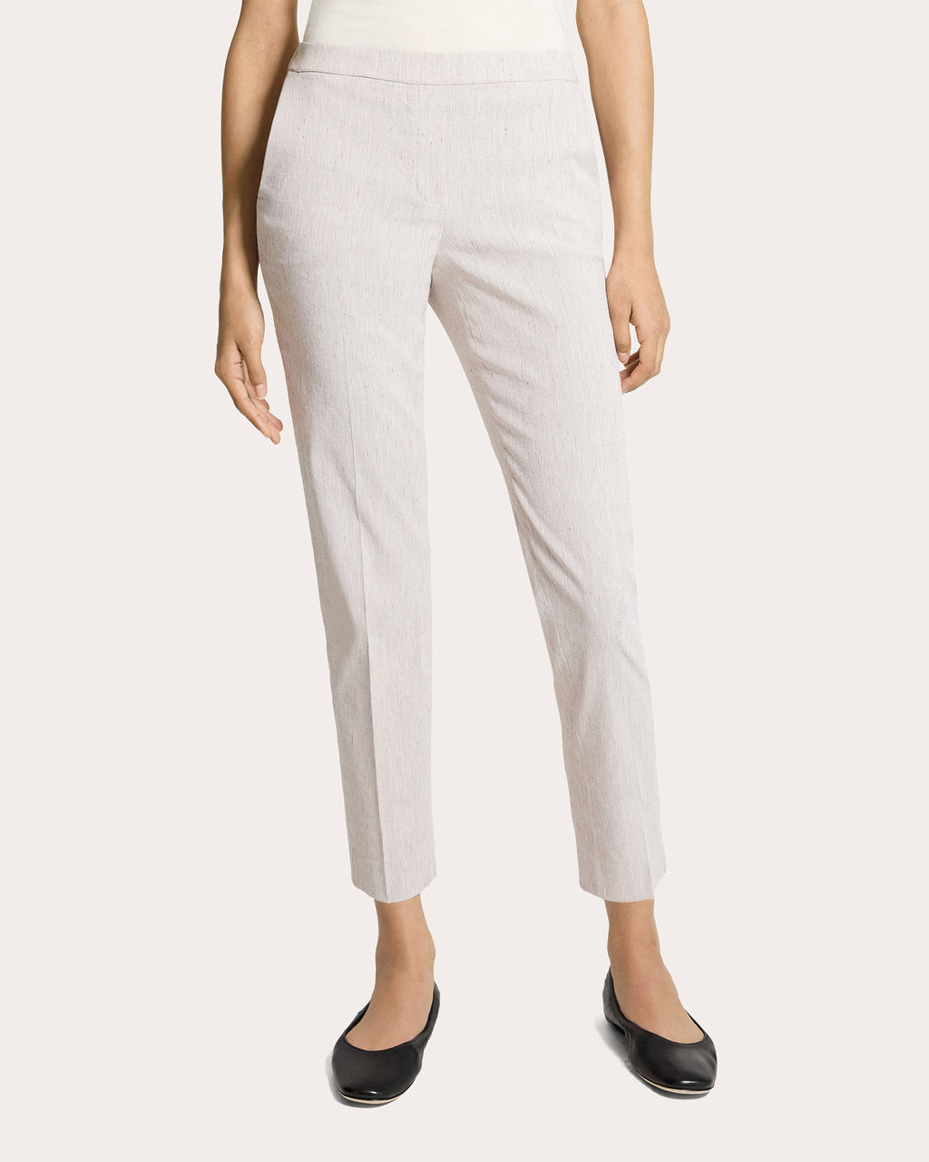 Treeca Textured Linen Cropped Pull-On Pants