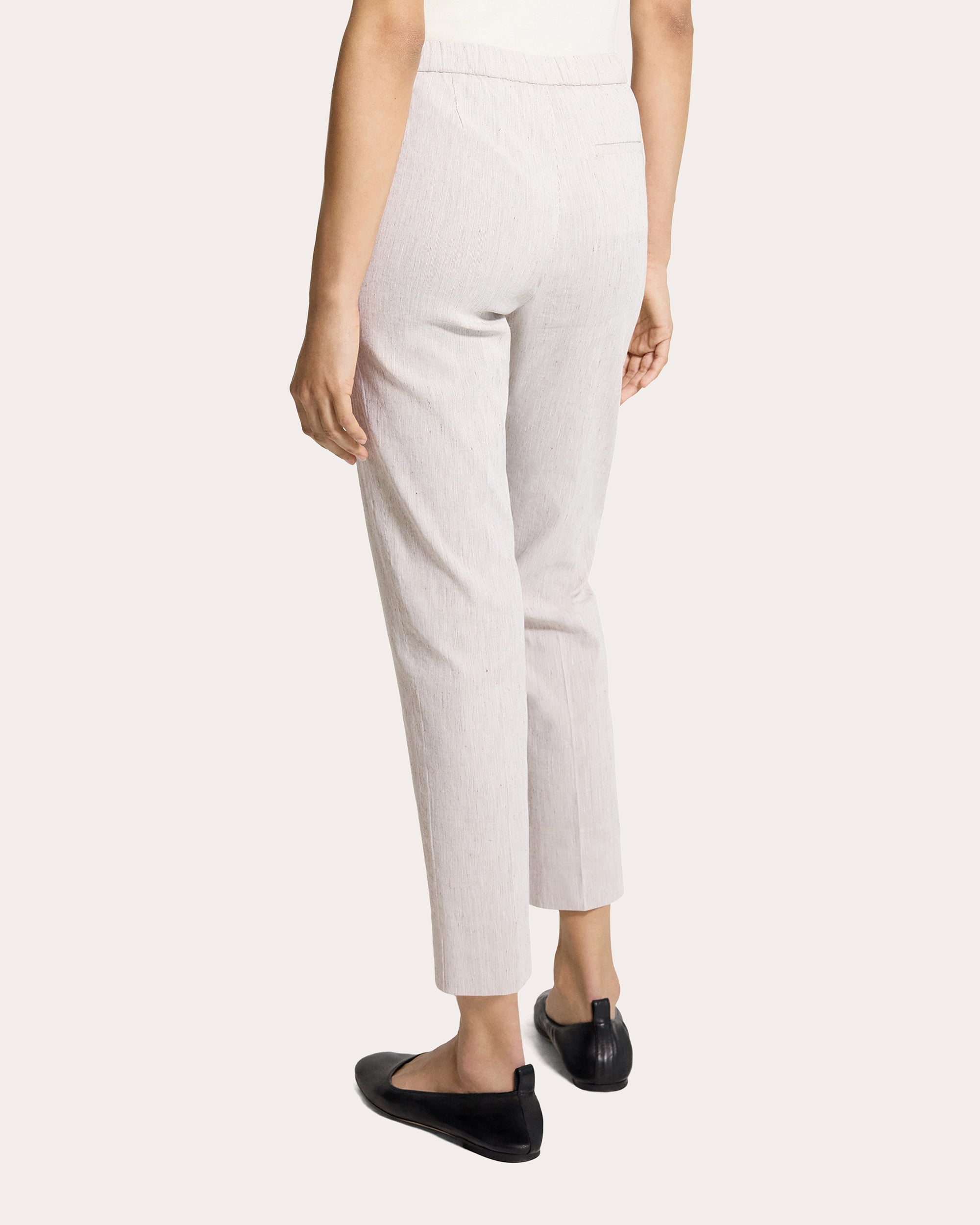 Treeca Textured Linen Cropped Pull-On Pants