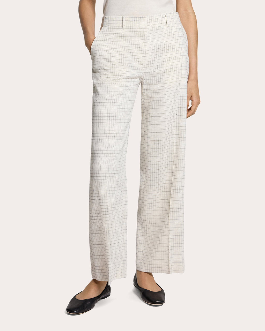 Check Linen-Blend Classic Relaxed Trousers