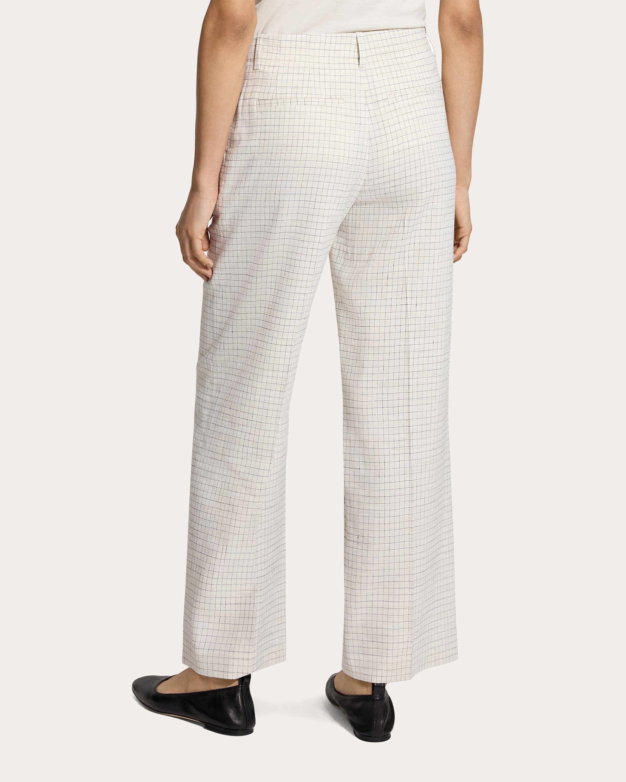 Check Linen-Blend Classic Relaxed Trousers