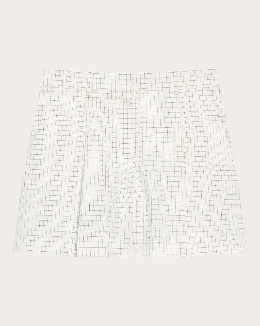 Check Linen-Blend Pleated Shorts