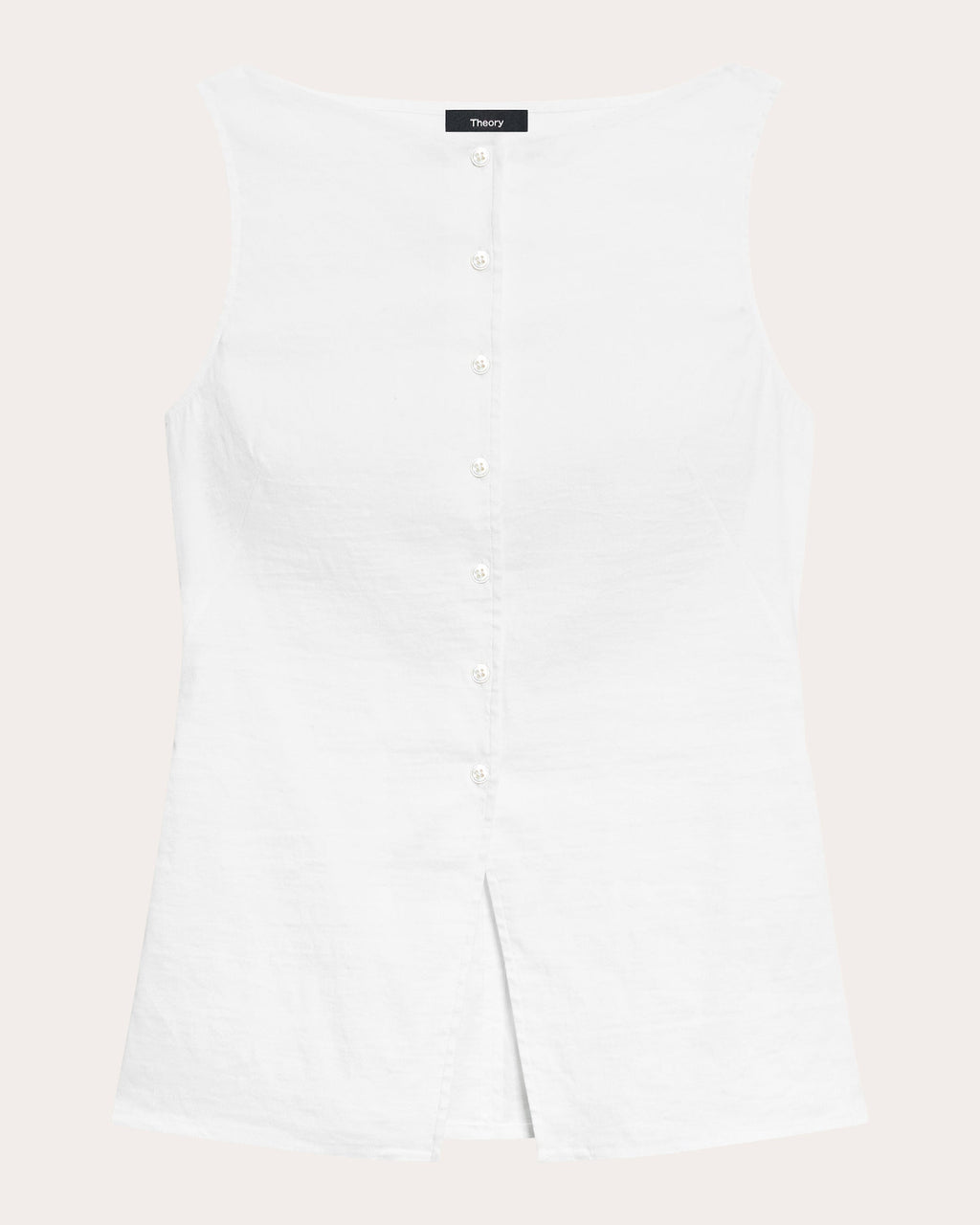 Linen-Blend Boatneck Cutaway Vest Top