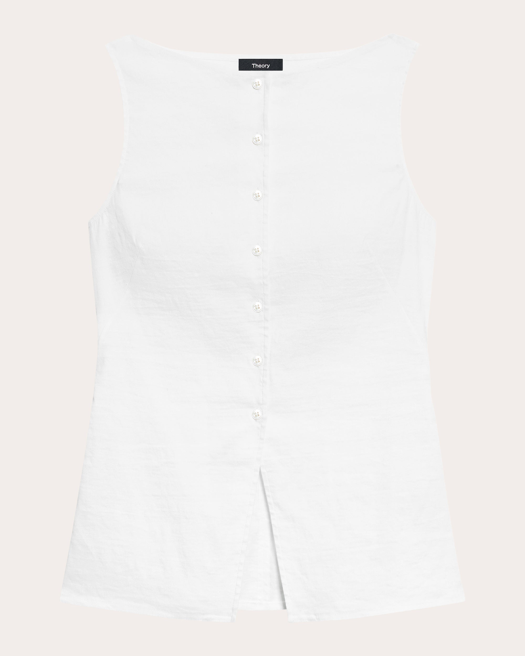Linen-Blend Boatneck Cutaway Vest Top