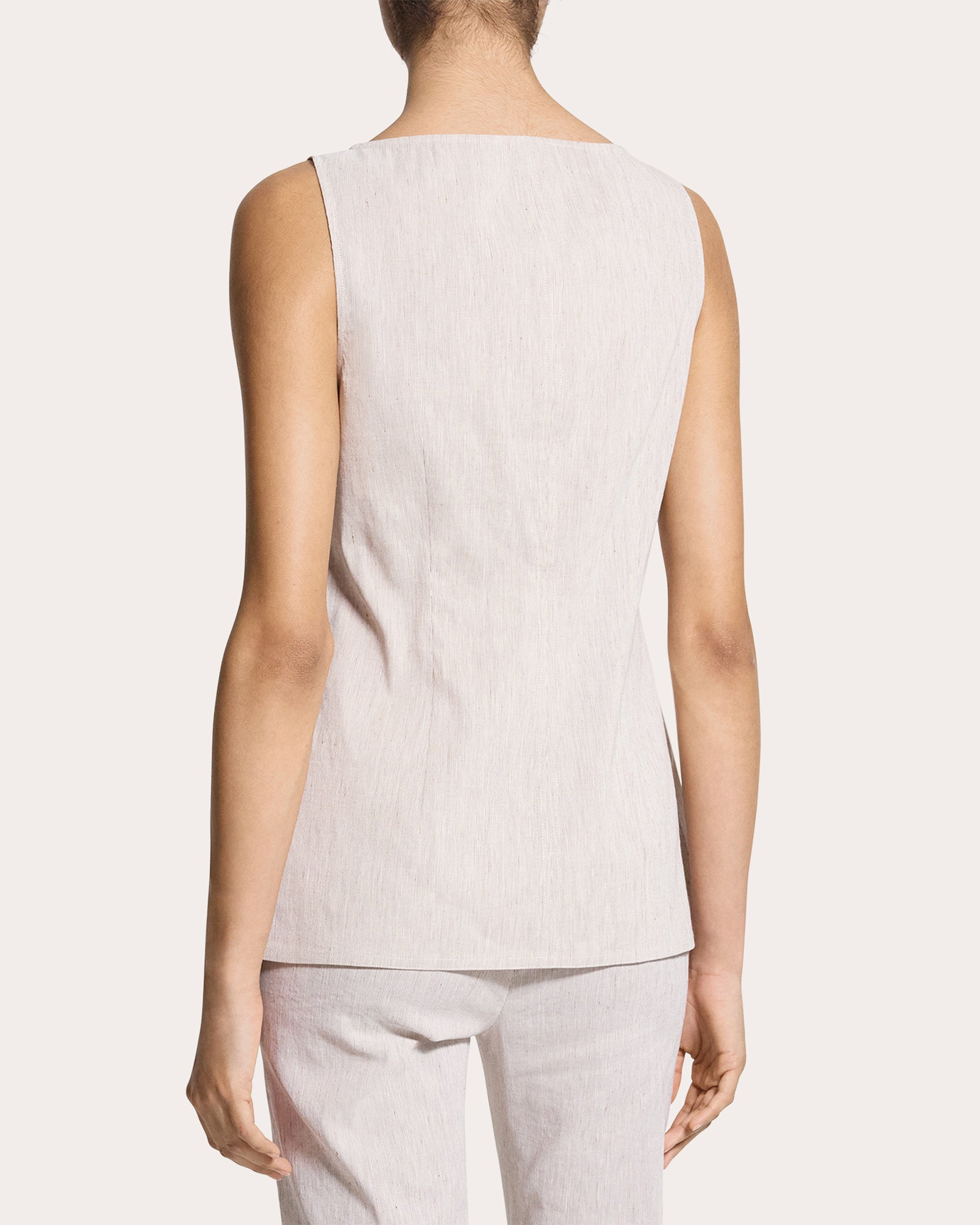Textured Linen Boatneck Cutaway Vest Top