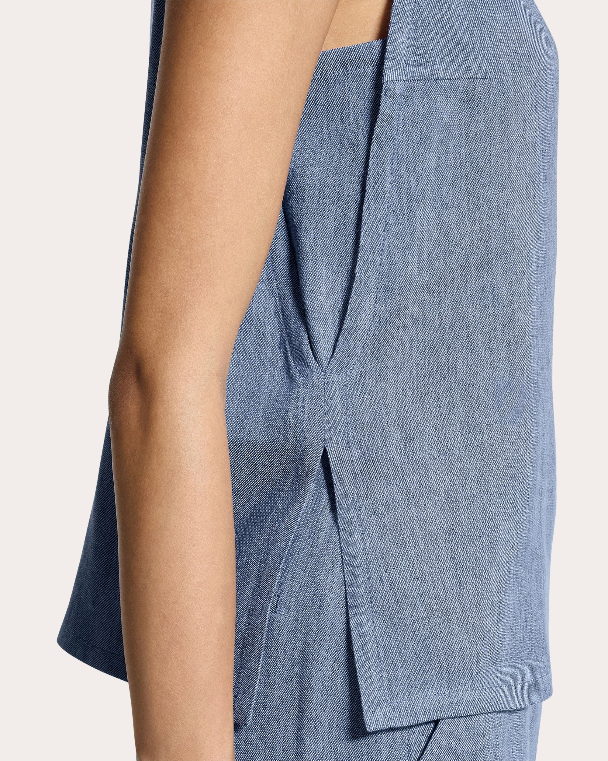 Fluid Linen Square Neck Apron Top
