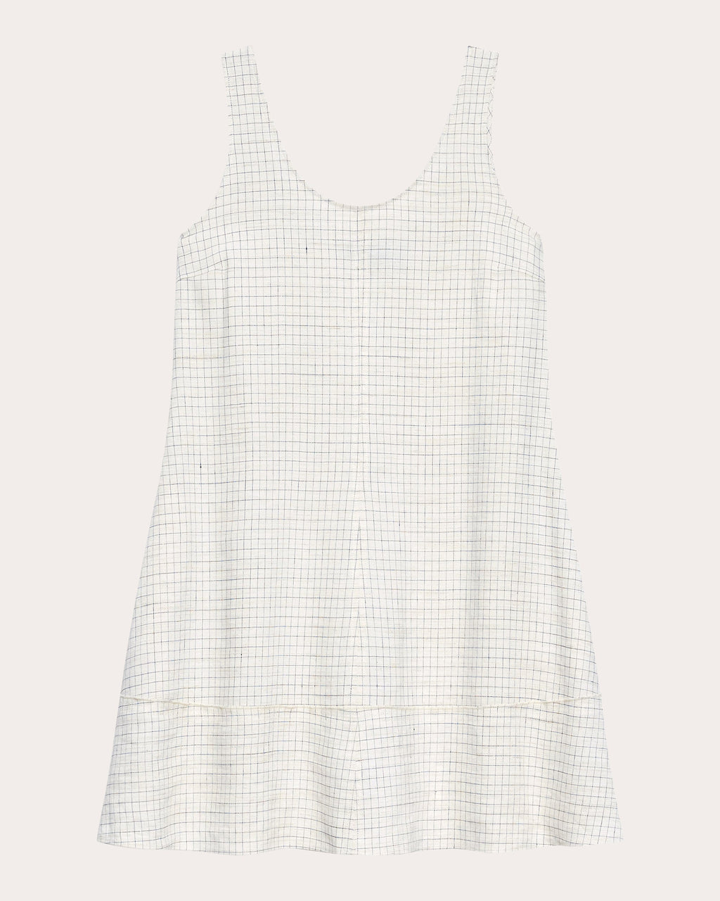Check Linen-Blend A-Line Tank Dress