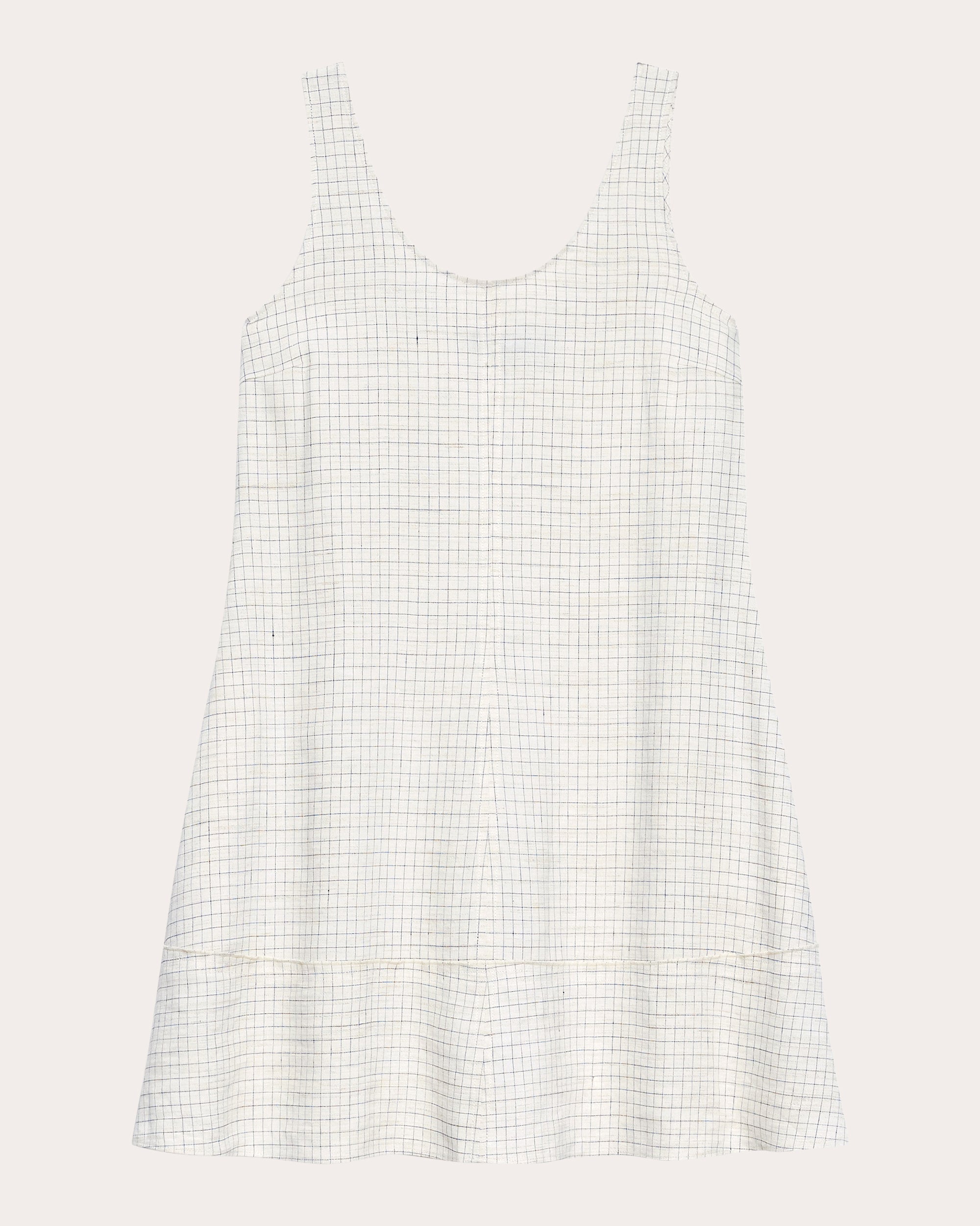 Check Linen-Blend A-Line Tank Dress