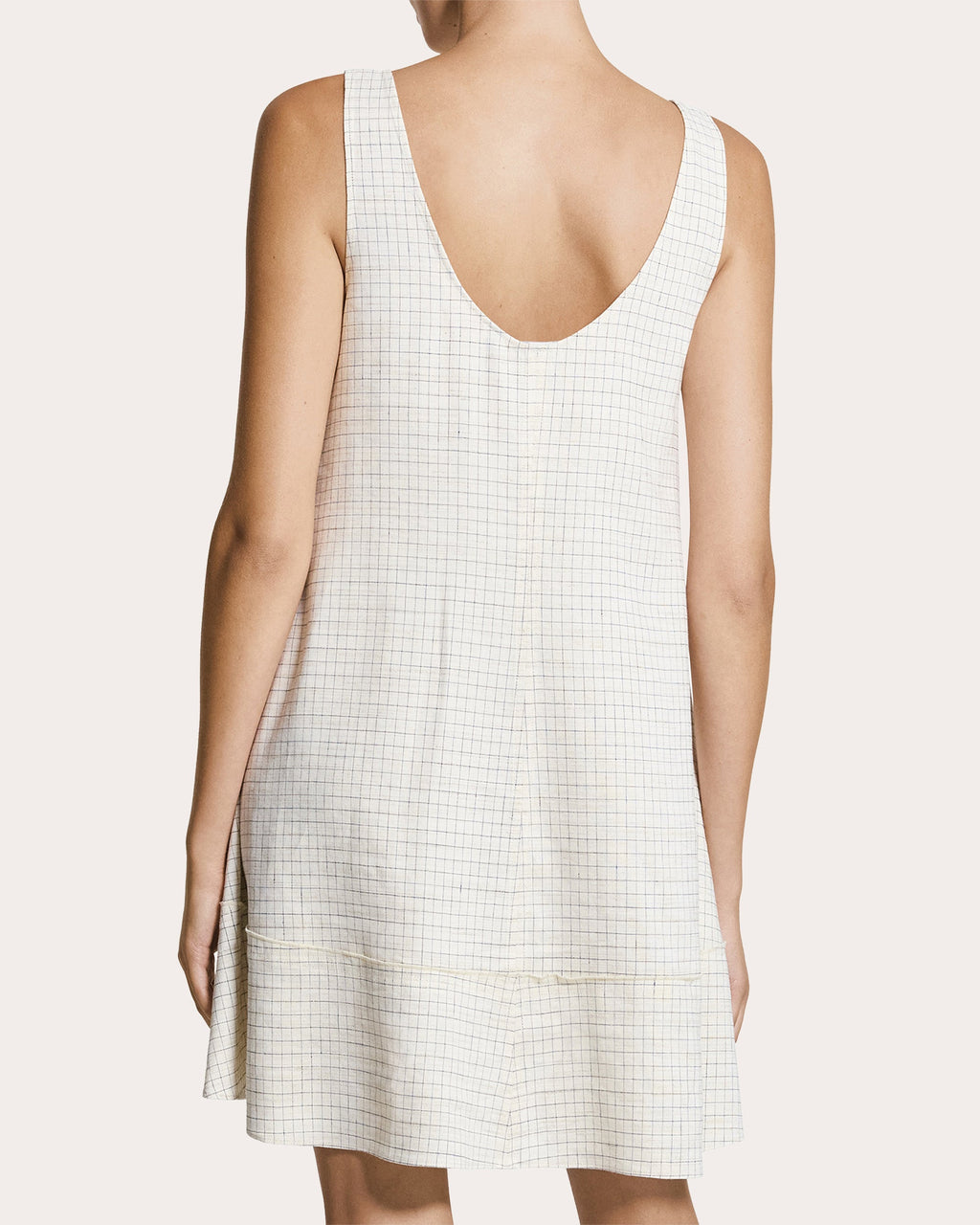 Check Linen-Blend A-Line Tank Dress