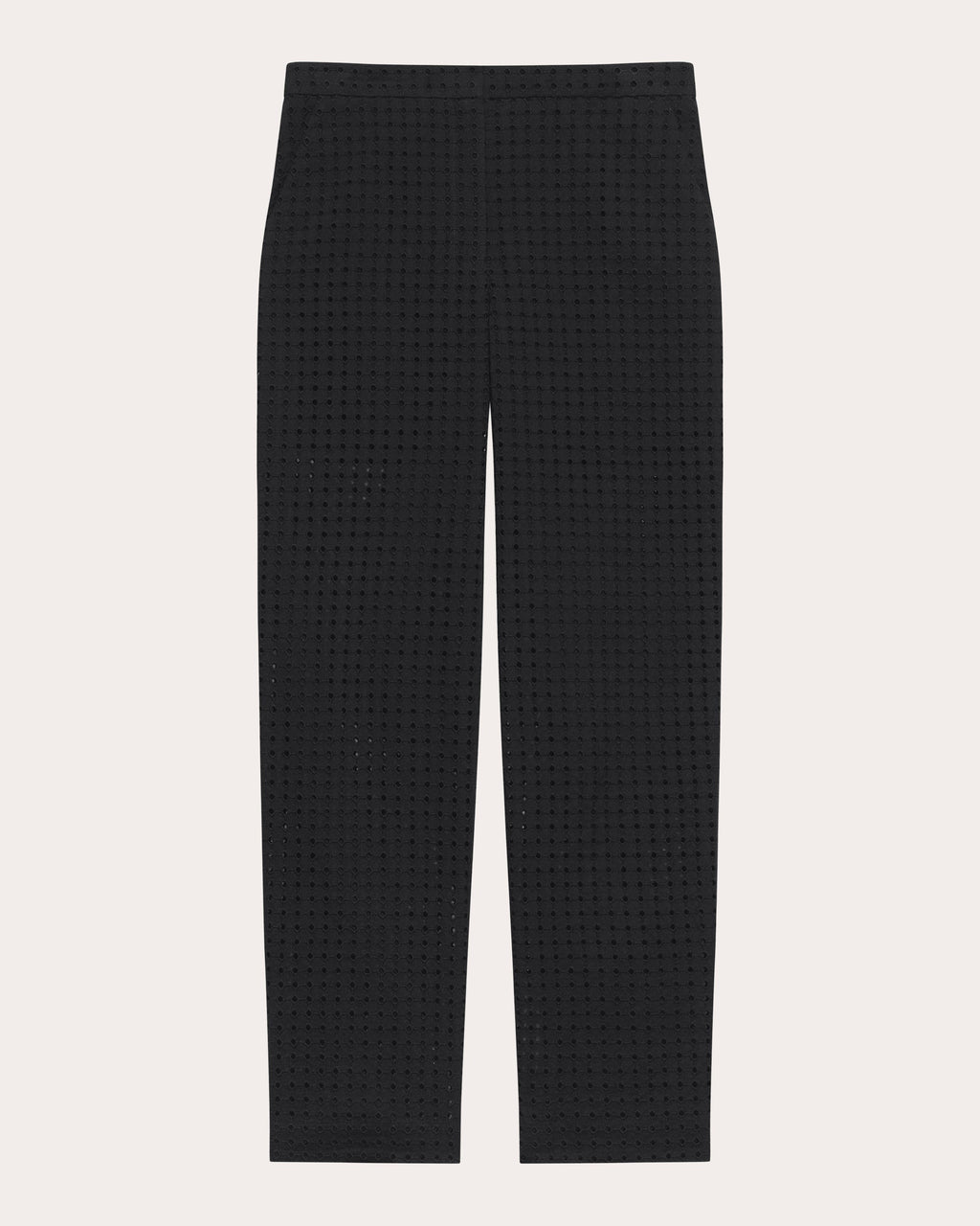 Embroidered Eyelet Cotton Easy Slim Pants