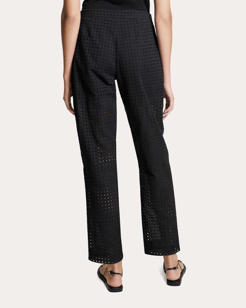 Embroidered Eyelet Cotton Easy Slim Pants