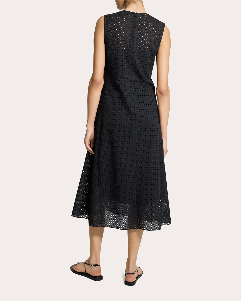 Embroidered Eyelet Cotton Easy Flare Midi Dress