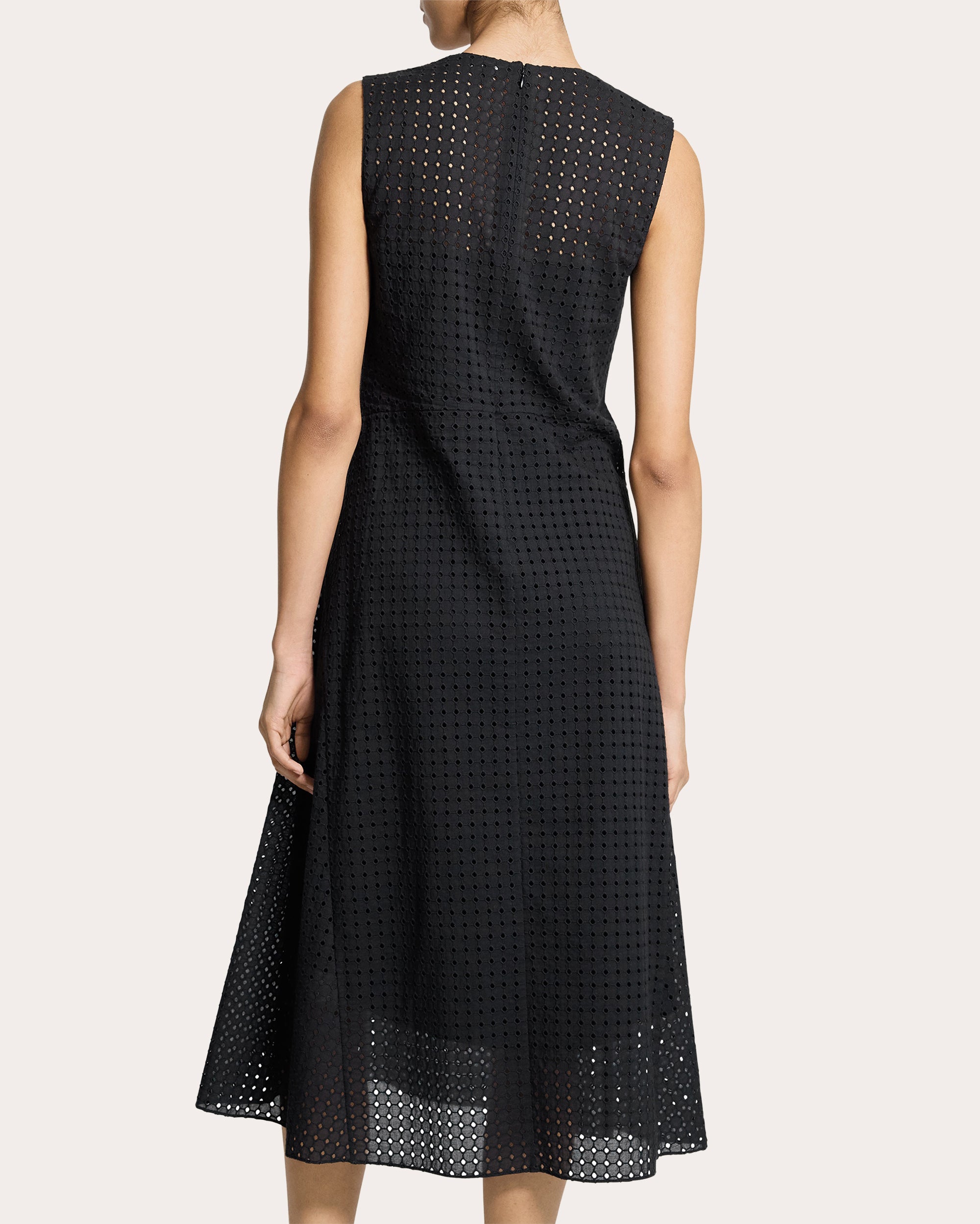 Embroidered Eyelet Cotton Easy Flare Midi Dress