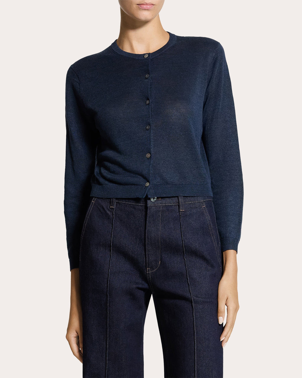 Linen Knit Cropped Cardigan