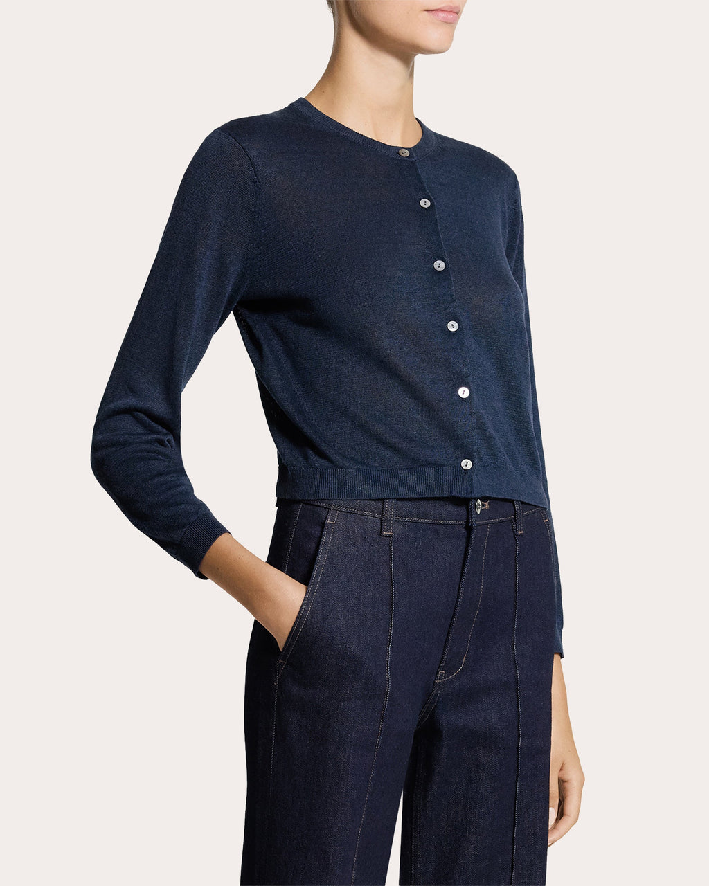 Linen Knit Cropped Cardigan