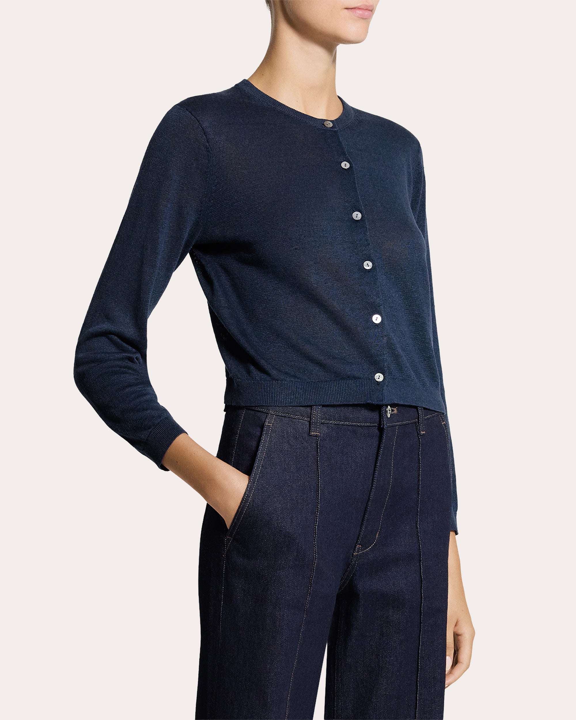 Linen Knit Cropped Cardigan