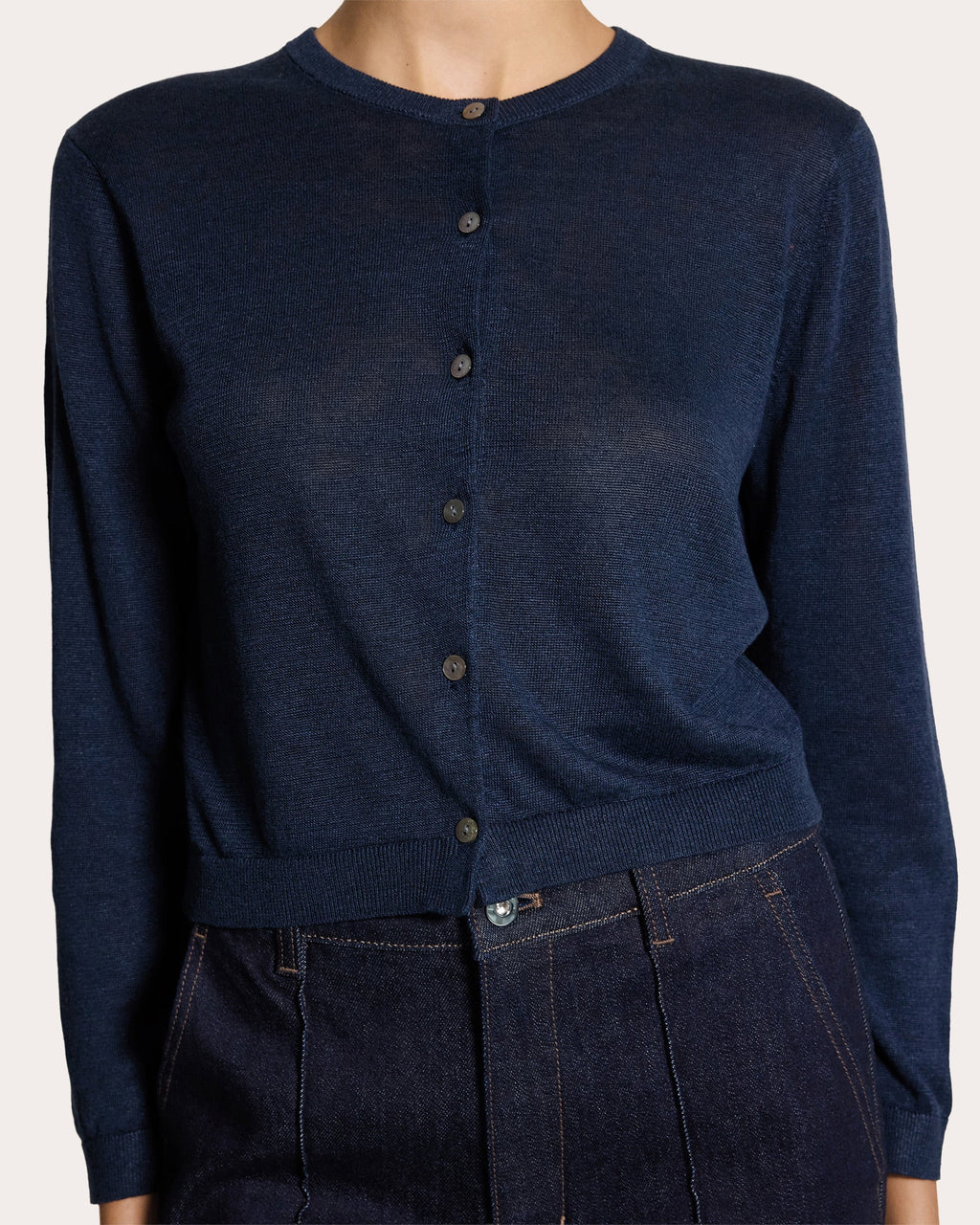 Linen Knit Cropped Cardigan