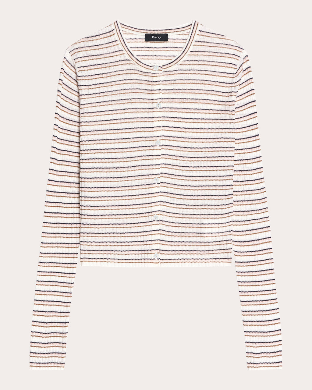 Stripe Linen Knit Cropped Cardigan