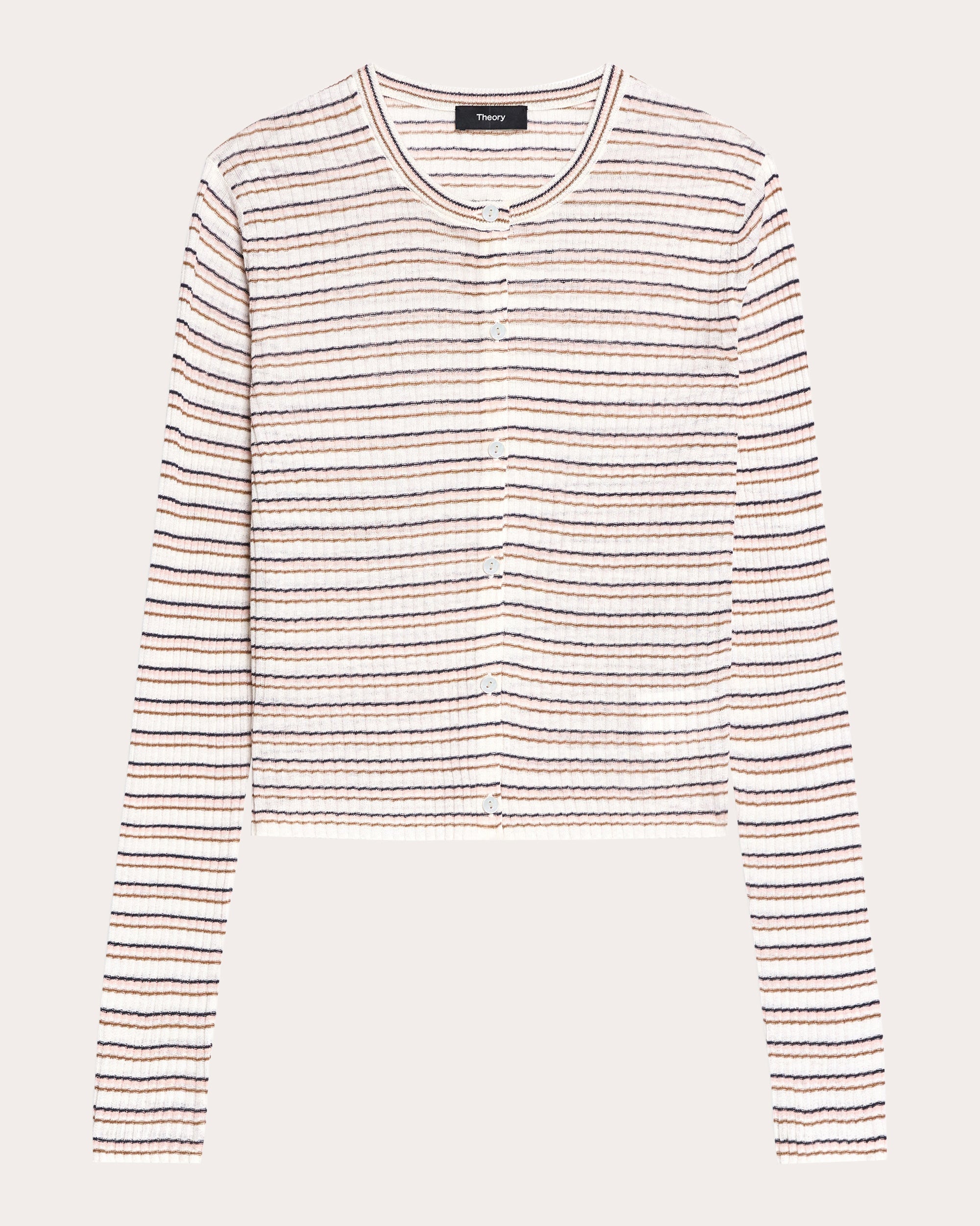 Stripe Linen Knit Cropped Cardigan