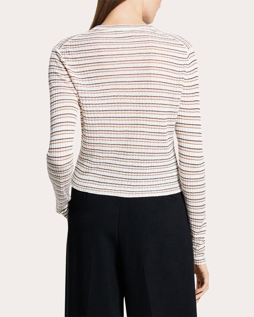 Stripe Linen Knit Cropped Cardigan