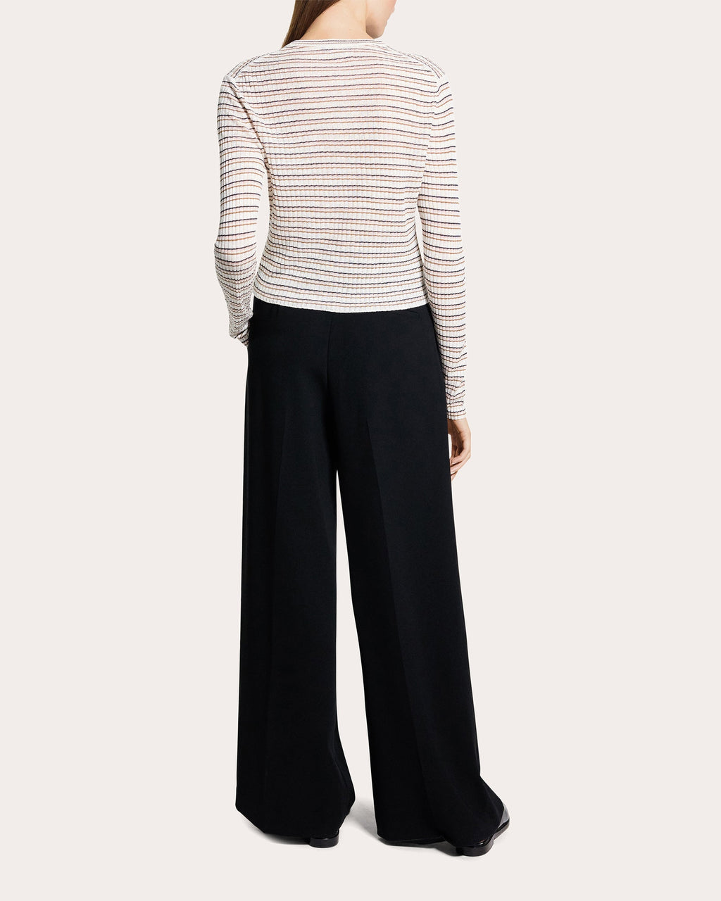 Stripe Linen Knit Cropped Cardigan