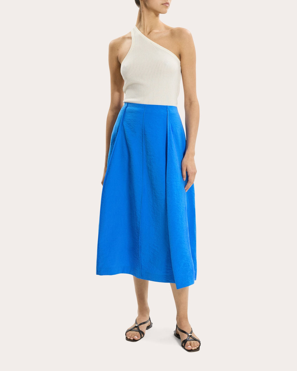 Relaxed Silk Curved Parachute Skirt
