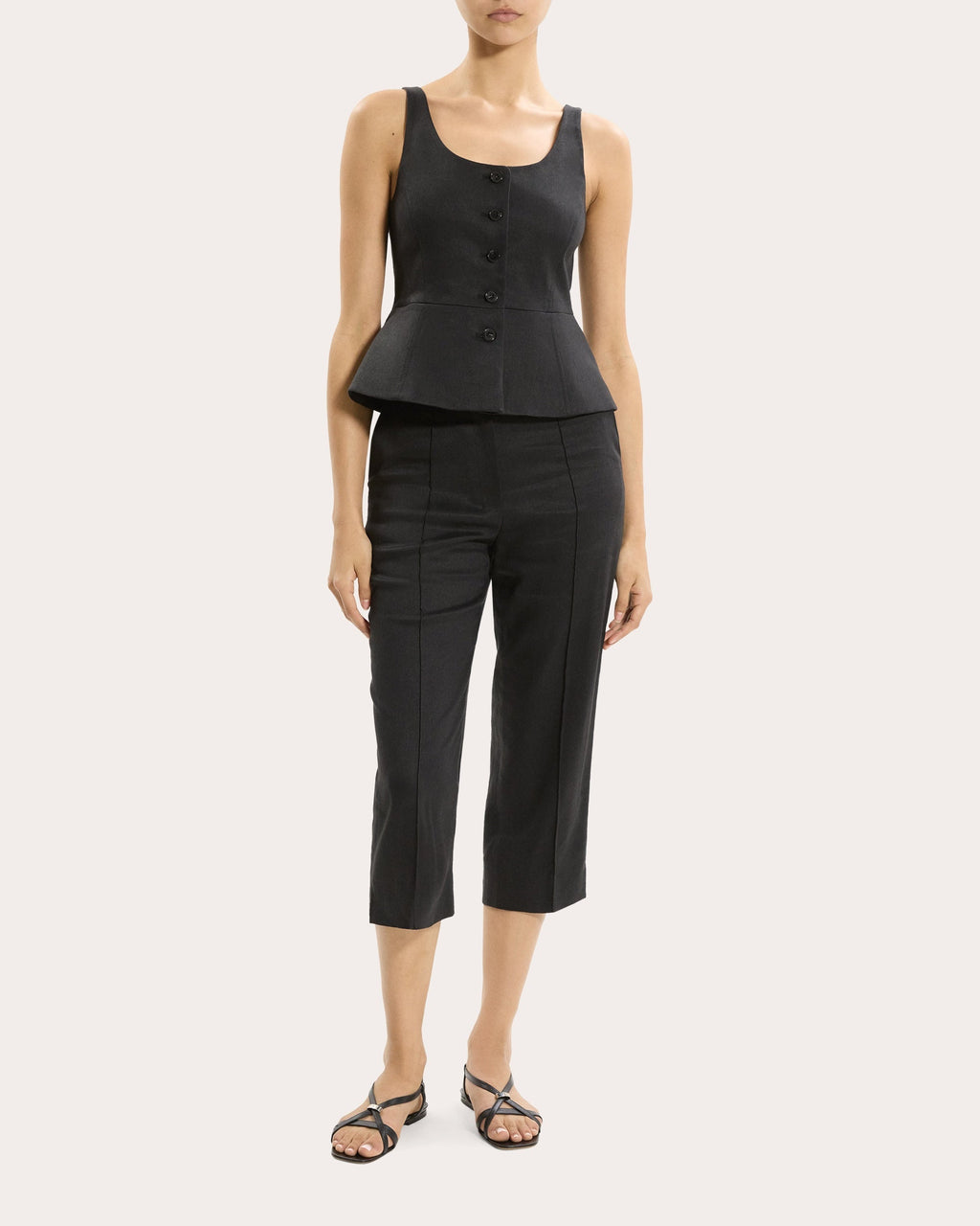 Linen Twill Peplum Vest